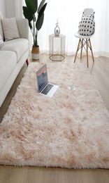 Home Textiles Living Room Carpets Tie Dye Gradient Colour Wool Blanket Large long Soft Faux Fur Area Shag Rug Modern Bedroom Carpet1801618