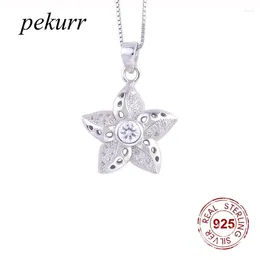 Pendants Pekurr 925 Sterling Silver Hollow Waterdrop Spot Zircon Star Necklaces For Women Round Gem Party Jewellery Gifts