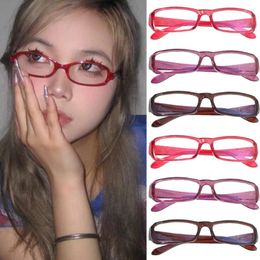 Sunglasses Retro Square Frame Glasses Women Girl Red Plastic Small Narrow Versatile Anti-Blue Light Fashion Accessory