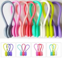 Silicone Cable Holder Clips Magnetic Twist Cable Ties Cord Wrap Strong Holding Stuff Cables Organiser For Home Office T9I002624