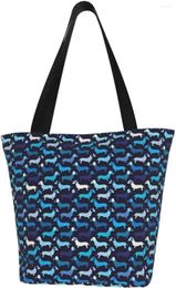 Shopping Bags Dog Dachshund Woman Reusable Inspirational Eco-Friendly Cotton Tote Bag School/Shopping/Shoulder Gifts