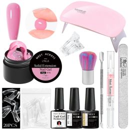 Gel MEET ACROSS Extension Nail Gel Kit Solid Non Stick Hand Sculpture Shaping Gel Set No Need PaperHolder For Fast Builder Nail Art