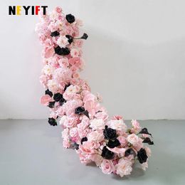 Decorative Flowers 2M Pink Rose Anthurium Sofa Table Runner Flower Row Wedding Backdrop Arch Decor Floral Arrangement Window Display Party