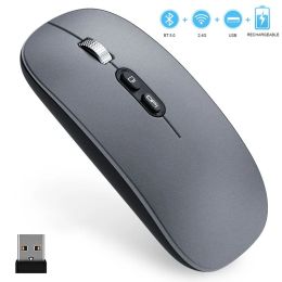 Mice Slim Dual Mode Bluetooth Wireless Mouse Bluetooth 5.0 & 2.4g Wireless Rechargeable Wireless Mouse with 3 Adjustable Dpi