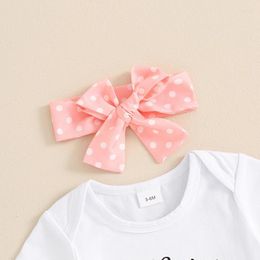 Clothing Sets Baby Girls Summer Outfits Letter Print Short Sleeve Romper And Dot Shorts Cute Headband 3 Piece Clothes