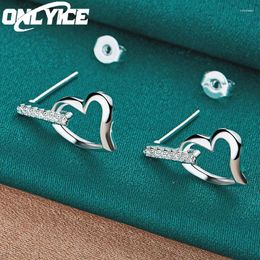 Stud Earrings High Quality 925 Sterling Silver Earring For Women Zircon Love Heart Wedding Jewelry Accessories Engagement Gift