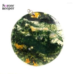 Pendant Necklaces Women & Men Fashion Jewellery Round Shape Pendants With Chain Wholesale Dendritic Moss Agate Quartz Gemstone BM780