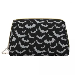 Storage Bags Cute Enchanted Bats In Light Grey On Black Toiletry Bag Goth Occult Witch Cosmetic Makeup Organiser Beauty Dopp Kit