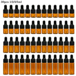 Bottles 30pcs 1ml 2ml 3ml 5ml Mini Dropper Bottles for Essential Oil Aromatherapy Bottles With Cap Portable Cosmetic Empty Containers