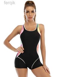 Women's Swimwear 2023 Patchwork Sport One Piece Swimsuit Plus Size Swimwear Women Professional Sport Bathing Suit Surfing Swimsuits Swimming Suit d240424