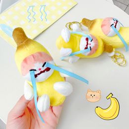 Creative Voice Family, Who understands? Crying Banana Cat Plush Doll Keychain, internet celebrity trendy bag decoration