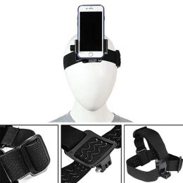 Cameras Head Band Phone Holder HeadMounted Headband Mount Strap Adjustable Belt Cellphone Selfie Mount Clip For 4.57 inches Smartphone