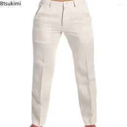 Men's Pants Vintage Cotton Linen Breathable Comfort Soft Trousers Fashion Loose Straight Men Solid Simple Casual