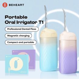 Irrigators BEHEART Portable Oral Irrigator for Teeth USB Rechargeable Water Flosser IPX7 Waterproof Dental Irrigator Personal Appliances