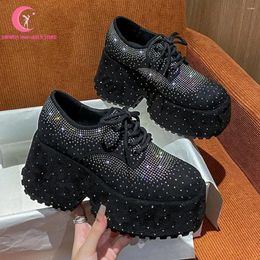 Dress Shoes Luxury Rhinestone Embellished High Heeled Women Pumps Fashion Chunky Comfy Thick Bottom Stylish Bling Designer