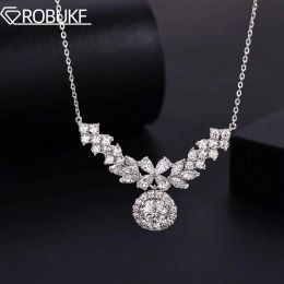 Necklaces 14K Gold Plated 2CT Moissanite Pendant Necklace D Colour Sparkling Round Cut Diamond 925 Sterling Silver Wedding Jewely for Women