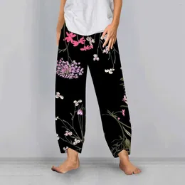Women's Pants Fashionable Spring Summer Printed Cool And Comfortable Loose Wide Leg Casual 5 Track Outdoor Zipper