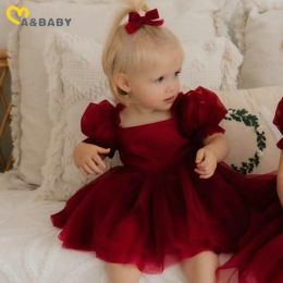 One-Pieces ma&baby 024M Christmas Newborn Infant Baby Girl Red Romper Tulle Bow Ruffle Jumpsuit Party Xmas Costumes Headband Outfits D05