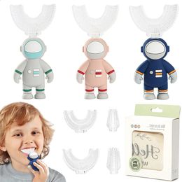 Baby Toothbrush Astronaut Handle Children 360 Degree Ushaped Brush Silicone Teethers Kids Teeth Oral Care Cleaning Goods 240415