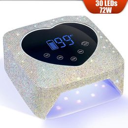 72W UV LED Nail Lamp Rechargeable Fast Drying Sparkly Dryer Manicure Wireless for Curing All Gel Polish 240415