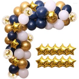 Party Decoration 100Pcs Navy Blue White Balloon Garland Balloons Gold Star Foil For Graduations Birthday Ballons Decorations