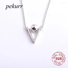 Pendants Pekurr 925 Sterling Silver Simple Letter V Necklaces For Women Beads Choker Trendy Fashion Jewellery