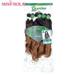 Weave Weave Miss Rola Ombre Wavy Hair Bundles Synthetic Hair Loose Wave Bundles T1B/30 1822'' 6pcs/Pack Hair Weaves Free Closure