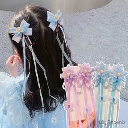 Hair Accessories 2 Pcs/Set New Children Bowknot Flowers Tassel Ribbon Ornament Hair Clips Baby Girls Barrettes Hairpins Kids Hair Accessories