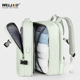 Backpack Extendible Travel Unisex Laptop Bag Women Large Luggage Bags Men's Students Business Trip USB Charge XA299C