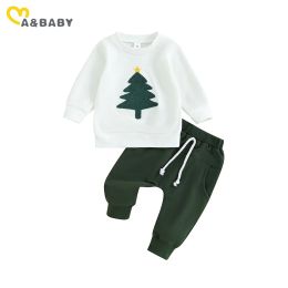 Sets ma&baby 03Y Christmas Toddler Infant Baby Boy Girl Clothes Sets Tree Embroidery Long Sleeve Tops Pants Xmas Costumes Outfits