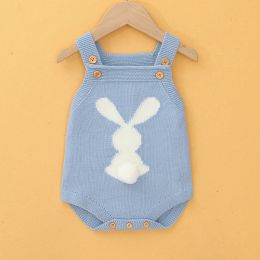 One-Pieces Baby Bodysuit Knit Sleeveless Newborn Girl Boy Jumpsuit Outfit Fashion 3D Rabbit Pom Pom Infant Kid Clothing Top Easter Playsuit