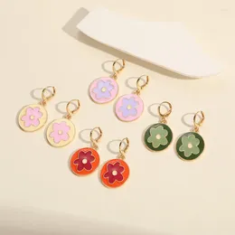 Stud Earrings 2024 Fashion Women Cute Colourful Flowers Round Drop Simple Oil Drip Avocado Earring