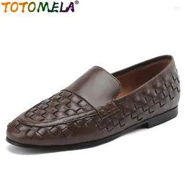 Casual Shoes TOTOMELA 2024 Round Toe Genuine Leather Vintage Handmade Loafers Flats Office Ladies Slip On Spring