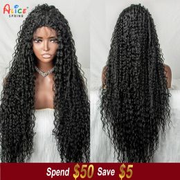 Wigs 36 Inch Synthetic Lace Front Wigs Curly Hair Water Wave Synthetic Wigs Deep Wave front Wigs Synthetic Lace Wig Afro Black Women