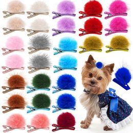 Dog Apparel 10PCS Handmake Pet Hairpin Puppy Plush Balls Clips For Sweet Style Cat Hair Decorate Accessories Multicolour