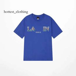 Lanvine Shirt Brand Men's T-shirts Designer Luxury Classic T Shirt Chest Letter Printed Shirt High Street Tshirts Shoe Cotton Loose Tees Hoodie 2280