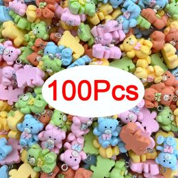 charms 100pcs/Pack Bulk Wholesale Bear Resin Charms Mix Kawaii Animal Cartoon Earring Pendant DIY Cute Jewelry Make