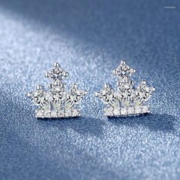 Stud Earrings Korean Fashion Crown Exquisite Zircon Women's Elegant Princess Wedding Jewelry Party Accessories