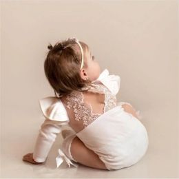 One-Pieces Newborn Infant Baby Girls Rompers Lace Halternecks Dress Autumn Kids Bodysuits Ruffles Long Sleeve Solid Jumpsuits Outfit 024M