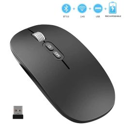 Mice Wireless Bluetooth Mouse Slim Dual Mode(Bluetooth5.0 & 2.4G Wireless) Rechargeable Wireless Mice 3 Adjustable DPI for Laptop mac