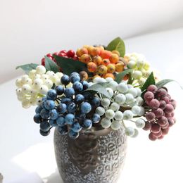 Decorative Flowers Simulation Fruits Lifelike Berry Blueberry Single Branch Foam Plants Artificial Diy Wedding Garden Office Christmas