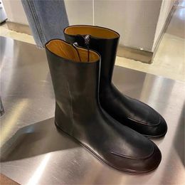 Casual Shoes Mid Calf Boots Concise Women Comfort Slip On Black Solid Strap Combination Colourful Matching