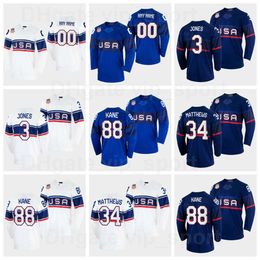 Kob 2022 USA Hockey Jersey Winter 36 Jack Campbell 74 John Carlson 53 Shayne Gostisbehere 77 Tony DeAngelo 43 Quinn Hughes 22 Kevin Shatten