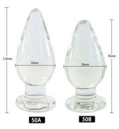 New 50mm diameter transparent glass anal plug anus dilator buttplug g spot stimulator anal balls butt plug sex toys for woman CX202364269