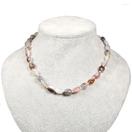 Pendants Natural Irregular Botswana Agates Necklace 925 Silver 16.5" Inch Beads 8 -10mm