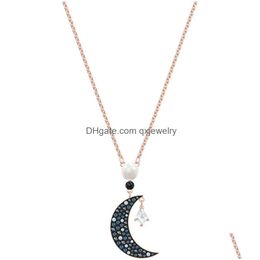 Bracelet & Necklace Sets Original 2024 New Trend Crystal Jewellery Set Glamorous Luxury Classic Star Moon Earrings Womens Gift Drop Del Dhxhb