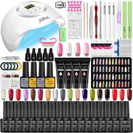 Kits Professional Acrylic Nail Set Nail Gel Kit With 48W/6W UV Nail Lamp And Nail Tools For All Drying Gel Nail Polish Manicure Set