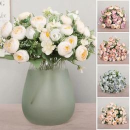 Decorative Flowers 1Bouquet 10 Heads Artificial Peony Tea Rose Autumn Silk Fake For DIY Living Room Home Garden Wedding Decoration