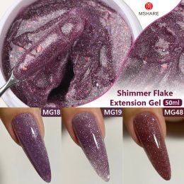 Gel MSHARE Dard Purple Sparkling Glitter Gel Nail Extension Hard Jelly Not Flow Cream Builder Shiny Construction Gel Red Flake Gel