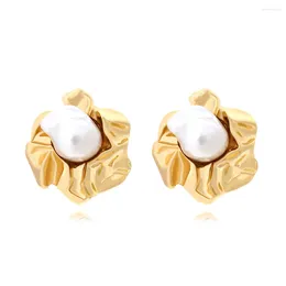 Dangle Earrings Metal Imitation Pearl Flower Geometric Stud For Women Simple Trend Design Jewellery Party Accessories